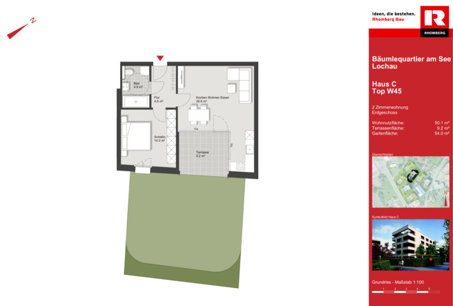 Grundriss - 2 Zimmer-Wohnung | Garten | Lochau