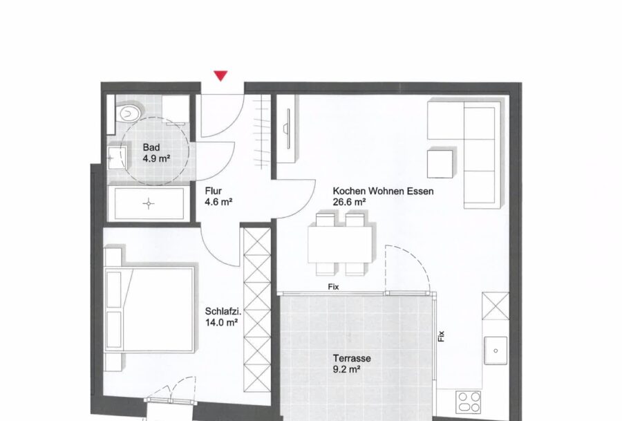 Grundriss - 2 Zimmer-Wohnung | Loggia